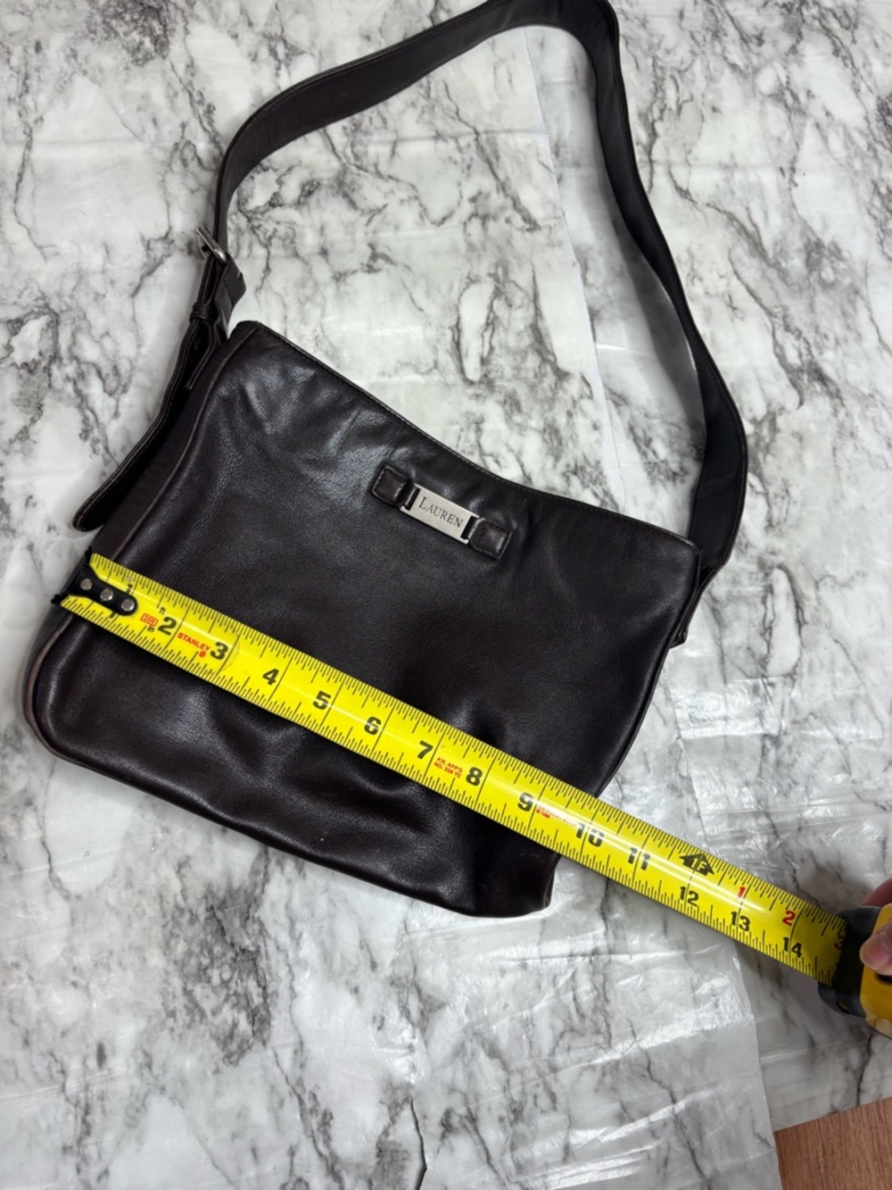 Lauren Ralph Lauren Dark Brown Leather Bag purse - Picture 4 of 9